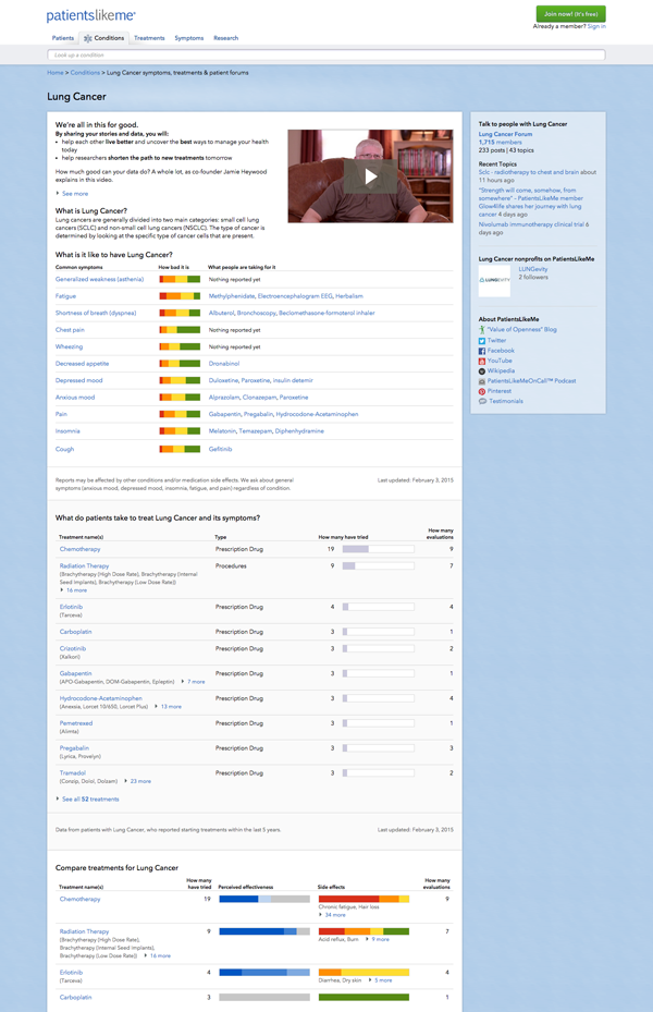 PatientsLikeMe UI